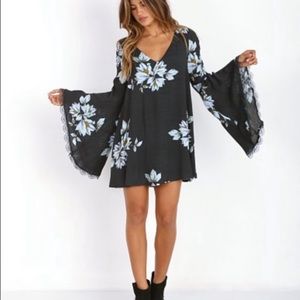 Free People Navy Bell Sleeve Dress